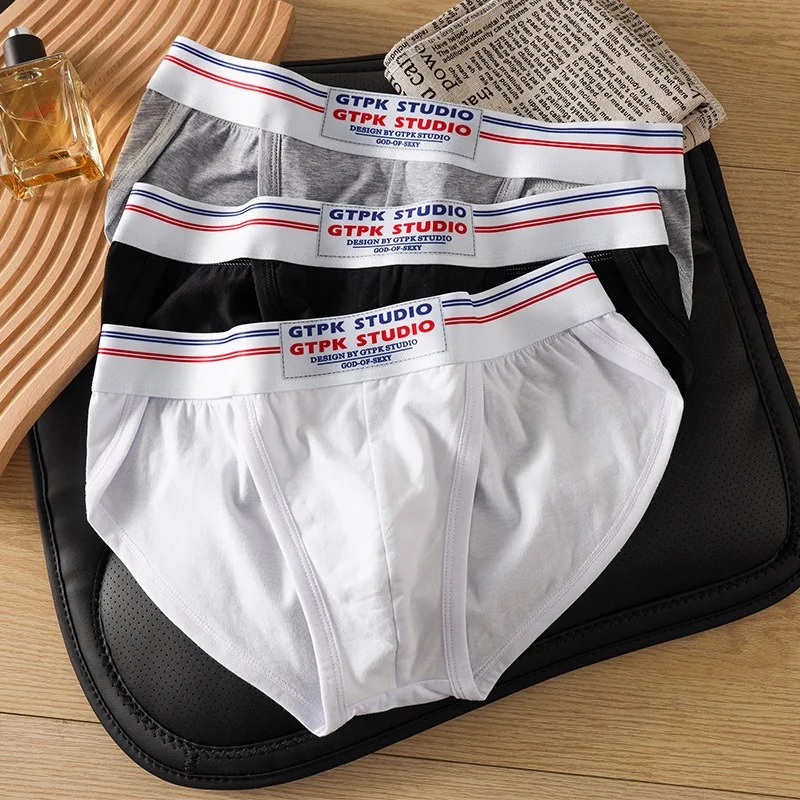 

Plus Size Convex Pouch Underpant Middle Waist Soft Panties Breathable Briefs Men Sexy Dating Lingerie Solid Cotton Man Underware