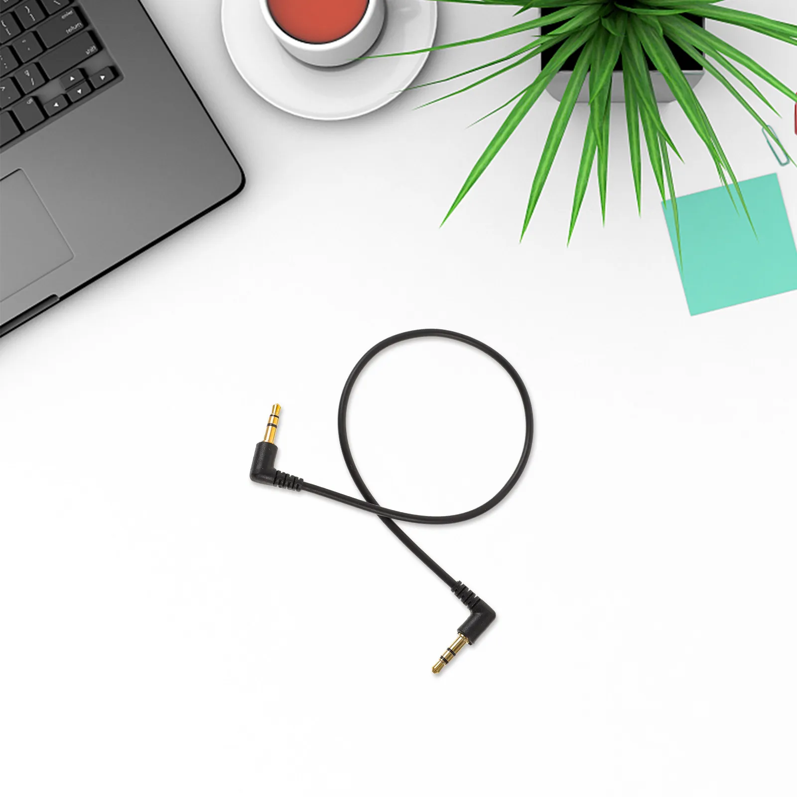 Double Right Angle 3.5mm Car Aux Cable Shielded L Shaped Audio Cord Stable Transmission Car Stereo Laptop Phone Computer