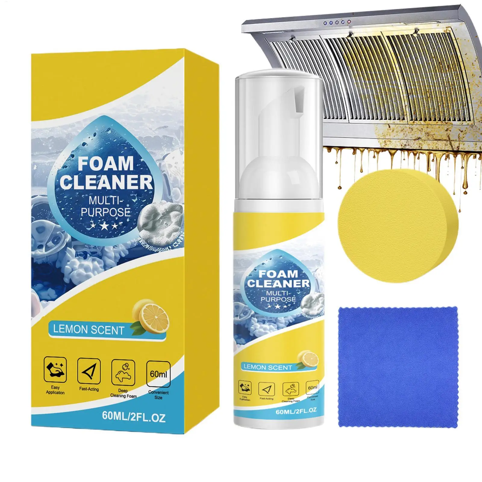 Foam Cleaner for Car 60ml All Purpose Powerful Remover Car Carpet Cleaner for Vehicle Truck Golf Garage Home Kitchens Bathrooms