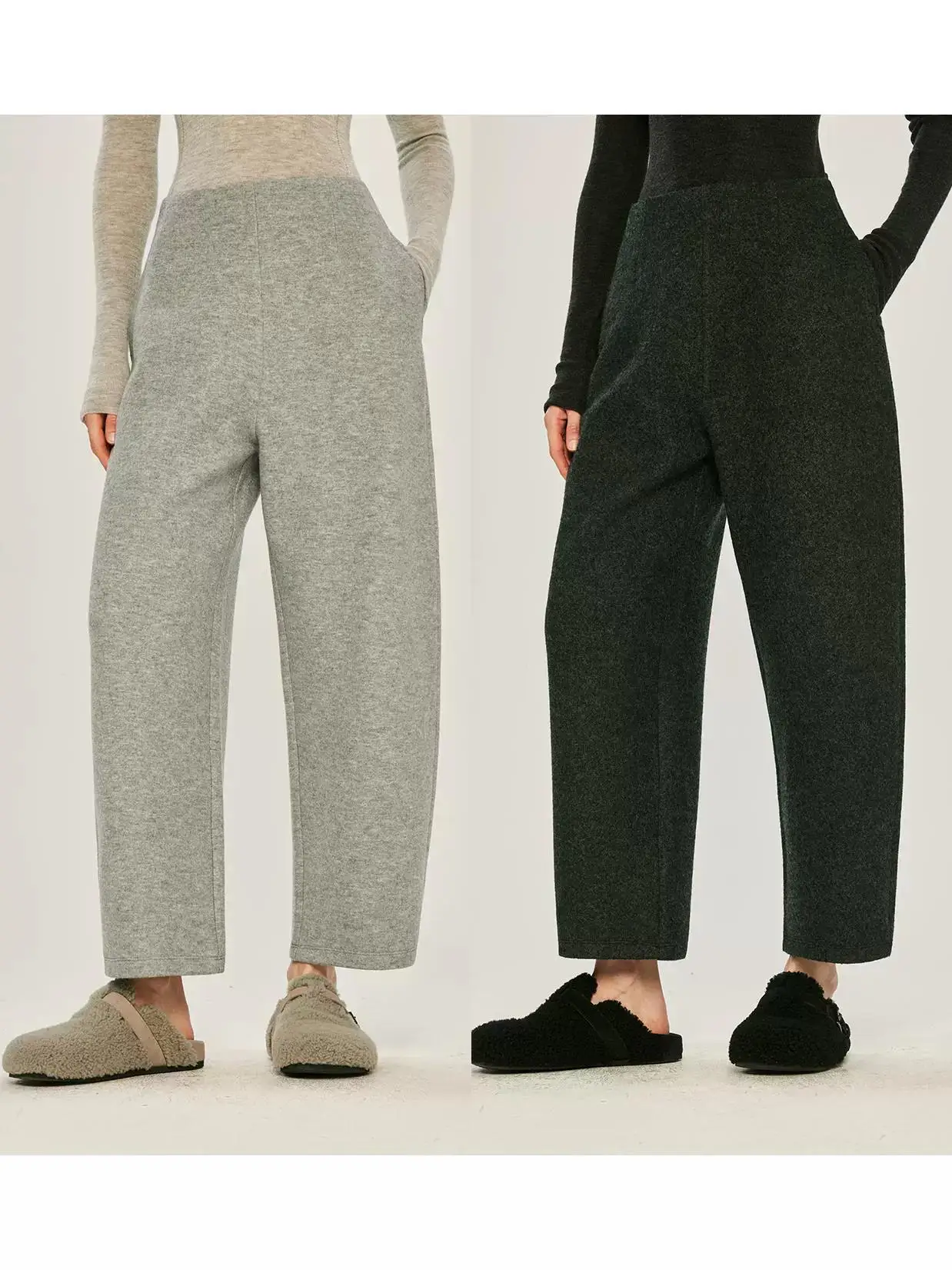 

Autumn Winter New Sle Women's Wool Wide Leg Pants Nine Points Casual Pants andmother Moon Tooth ape Pants Commute Sle