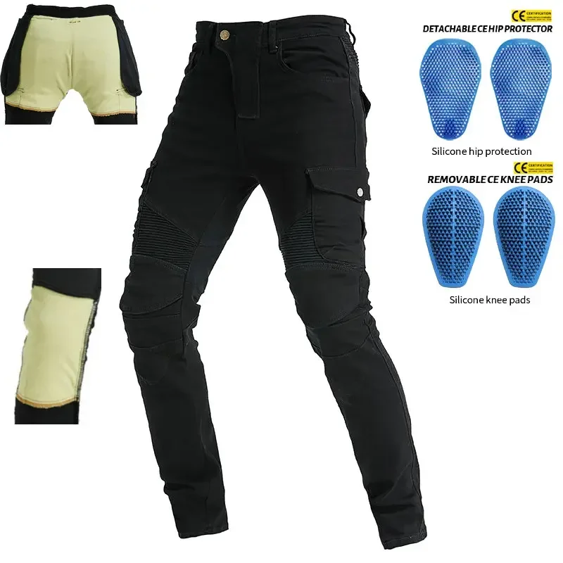 

VOLERO 2022 Men Motorcycle Pants Aramid Motorcycle Jeans Protective Gear Riding Touring Black Motorbike Trousers Blue Woman