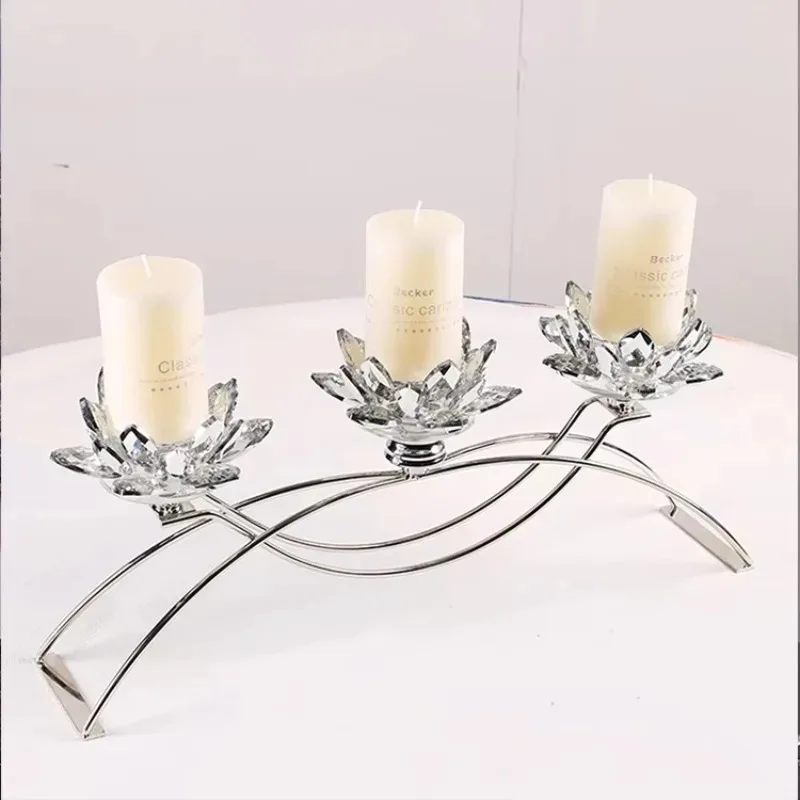 

【Best-selling】3 Arm Golden Lotus Lamp Candlestick Lotus Pillar Candlestick Dining Table Center