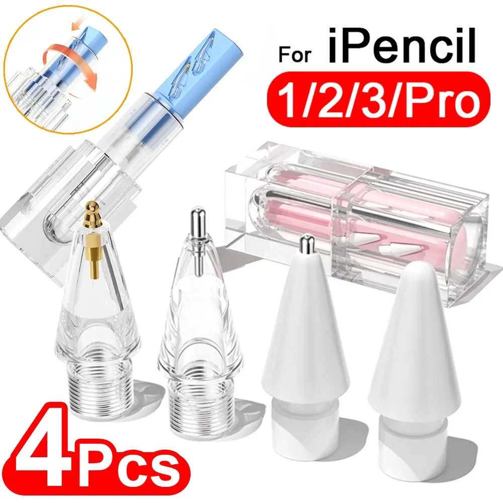 

Износостойкие сменные наконечники для Apple Pencil Pro/USB-C/2-го/1-го поколения/3-го поколения с выдвижным футляром для хранения для iPad Pencil