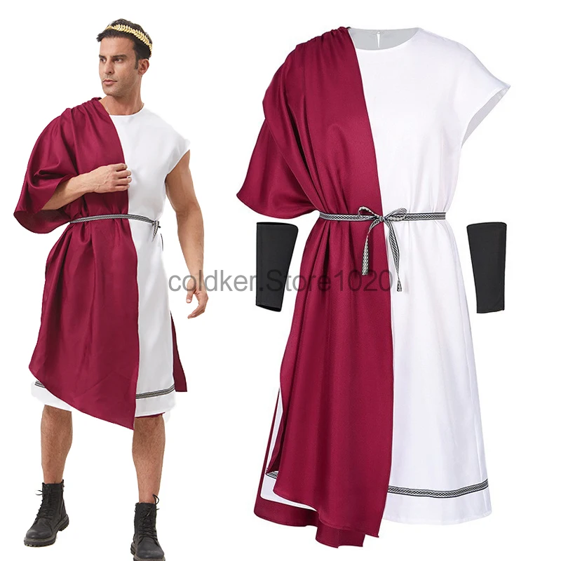 

New Men's Ancient Greek Roman Gladiator Costume Adult Halloween Carnival Party Medieval Roman Solider Warrior Cosplay Robe Suit