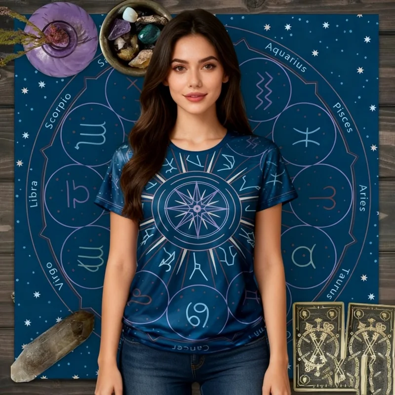 تي شيرت Arcane Witchcraft ثلاثي الأبعاد مطبوع بالكامل - رموز التارو الباطنية والغموسي القوطي، أزياء المهرجان البوهيمي والهدية المسحورة #2