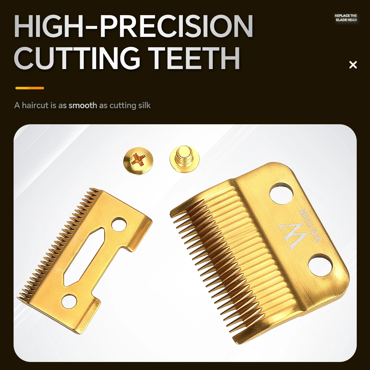 Para cuchillas Wahl Clipper, repuesto profesional, acero rico en carbono con tornillos dorados para un corte suave