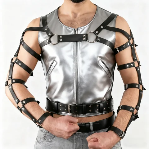 Punk Belt Black Leather Harness for Men Fashion Chest Belt Punk Nightclub Accessories Belt