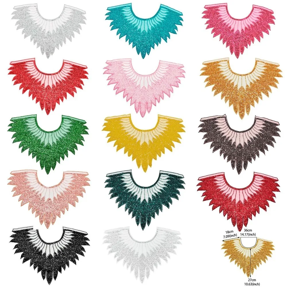 Embroidery Lace Frontal Rhinestone Applique Heavy Duty Removable Sequins Beaded Cloth Patch Luxury DIY Decoration