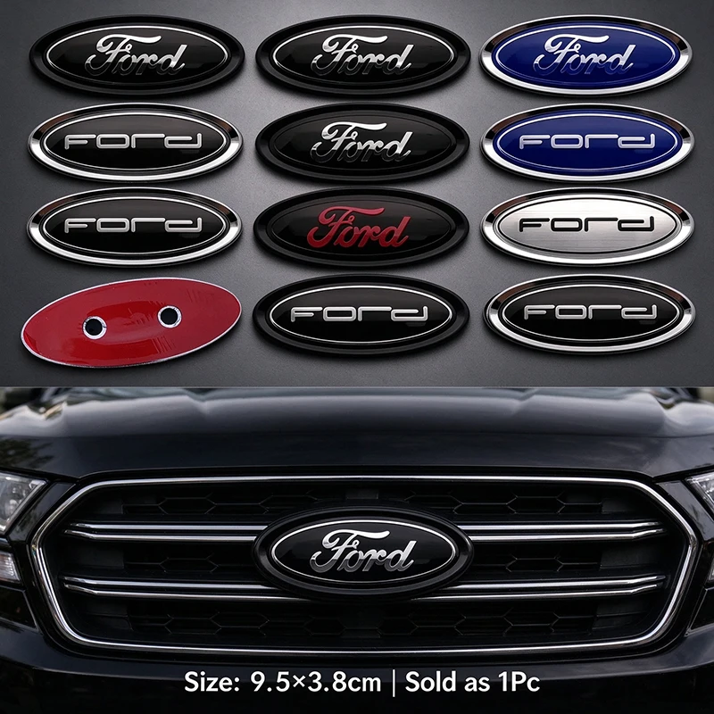 Ford Emblem 9.5cm ABS Car Front Hood Rear Trunk Logo Auto Badge for Escape Kuga Fiesta Ranger Mondeo Fusion Edge Focus Hub Caps