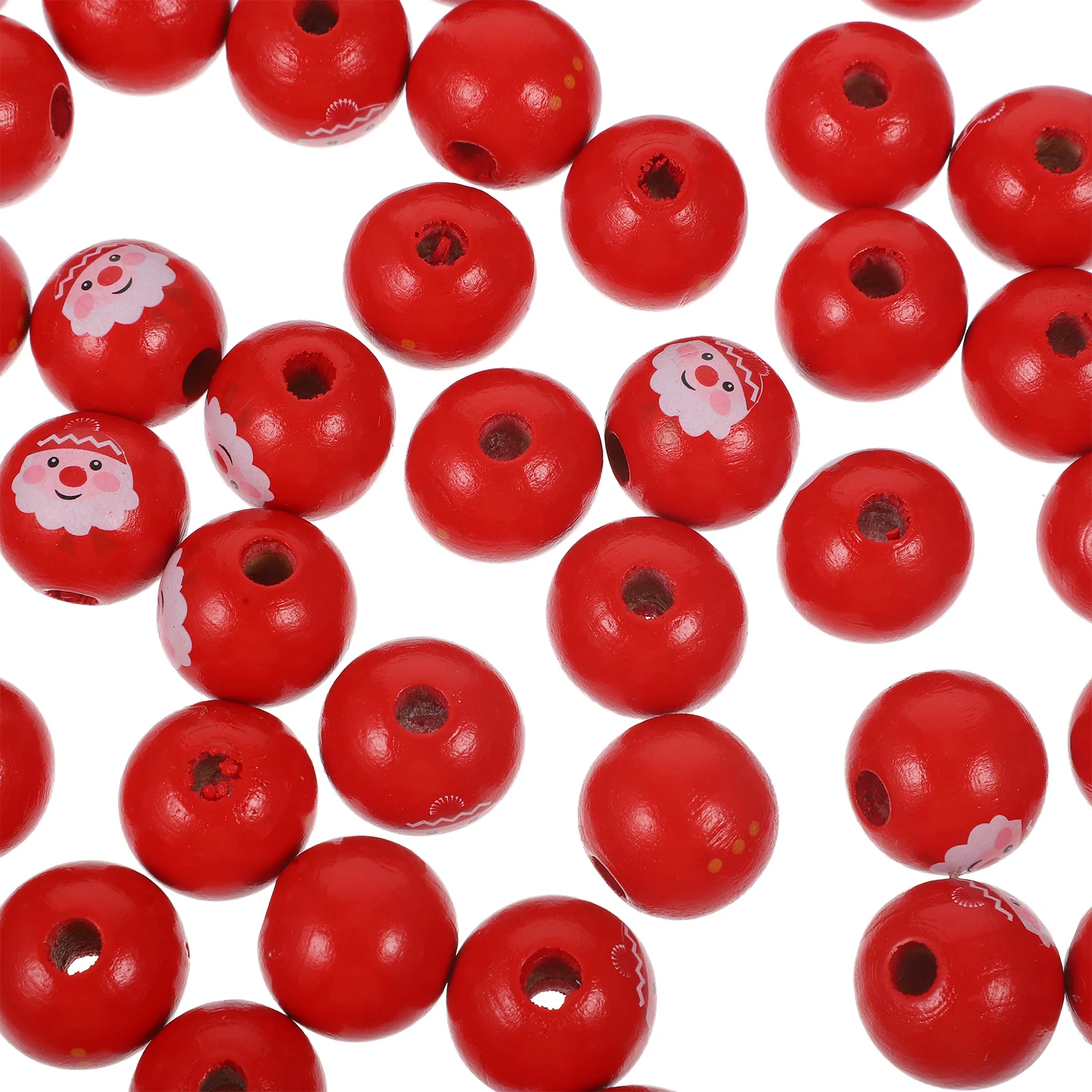 

60Pcs Christmas Wooden Beads Smooth Surface DIY Beads for Bracelet Necklace Making Garland DIY Crafts Garland Making Accessories