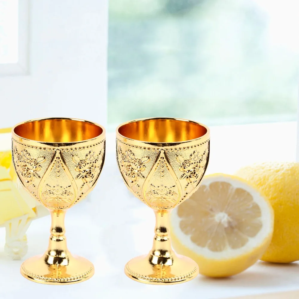 Goblets & Chalices Gold Metal Goblet Zinc Alloy Embossed Shot Glass 30ml Wine Glass For Baptism