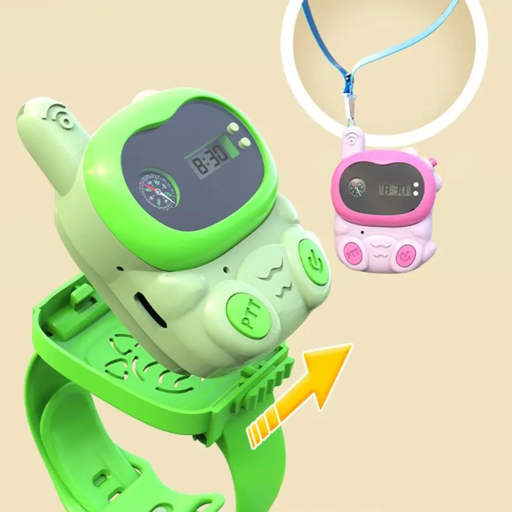 Rádio interfone crianças mini walkie-talkie dos desenhos animados sem radiação walkie-talkie infantil 1.5km com relógio e bússola