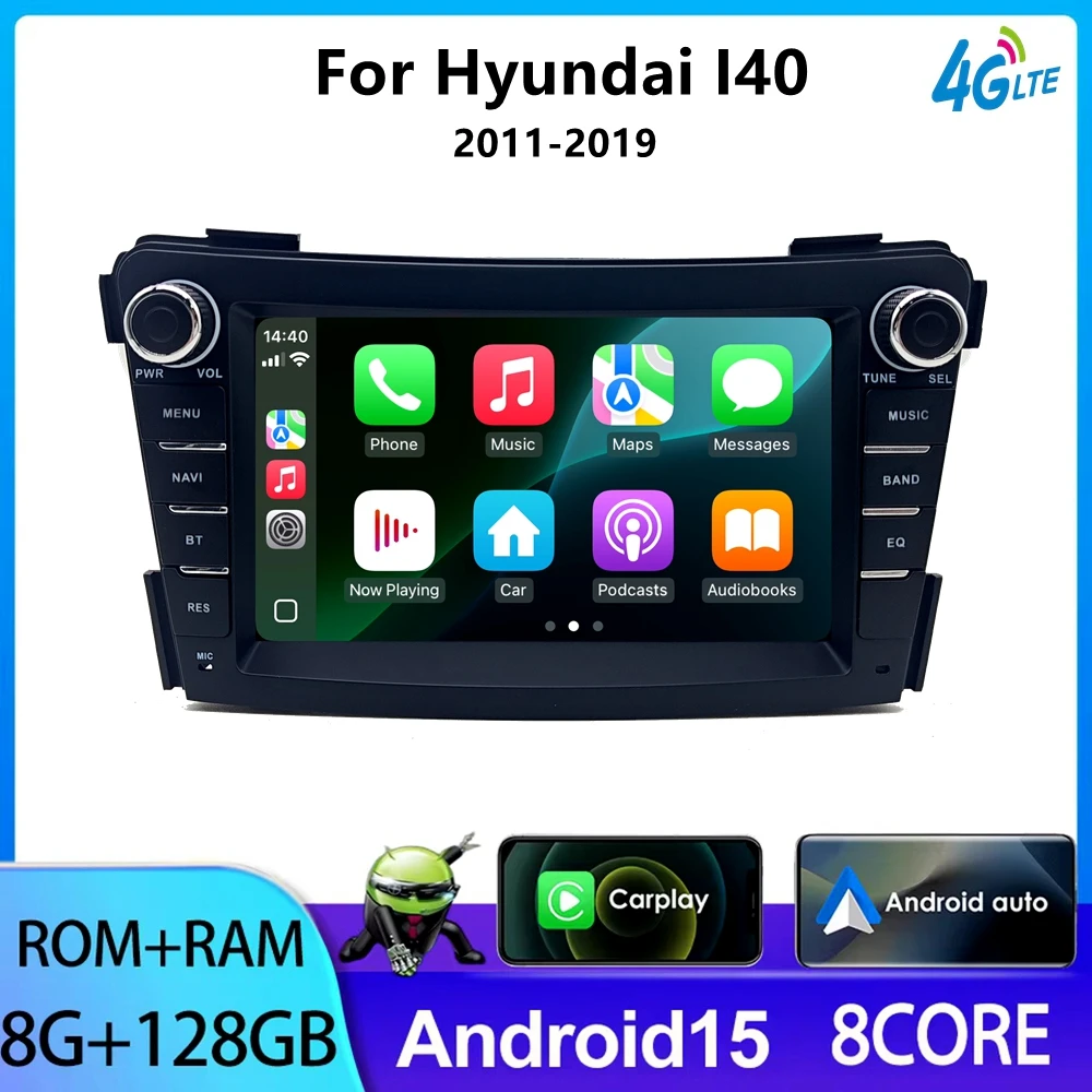 

Android 15 Wireless Carplay Car Radio For Hyundai I40 2011-2019 Android AUTO multimedia player 2 DIN bluetooth Navigation GPS 7"