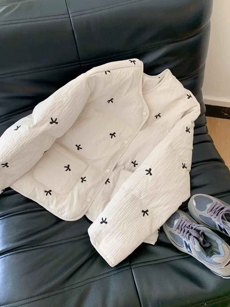 

Корейская круглая хлопковая куртка с узлом Ne, женская повседневная универсальная теплая осенне-зимняя одежда Faion