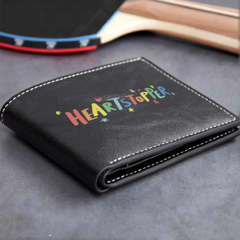 HEARTSTOPPER PU LEATHER MEN'S COMPACT WALLET LIGHTWEIGHT DURABLE BUSINESS STYLE WITH COLORFUL LOGO DESIGN