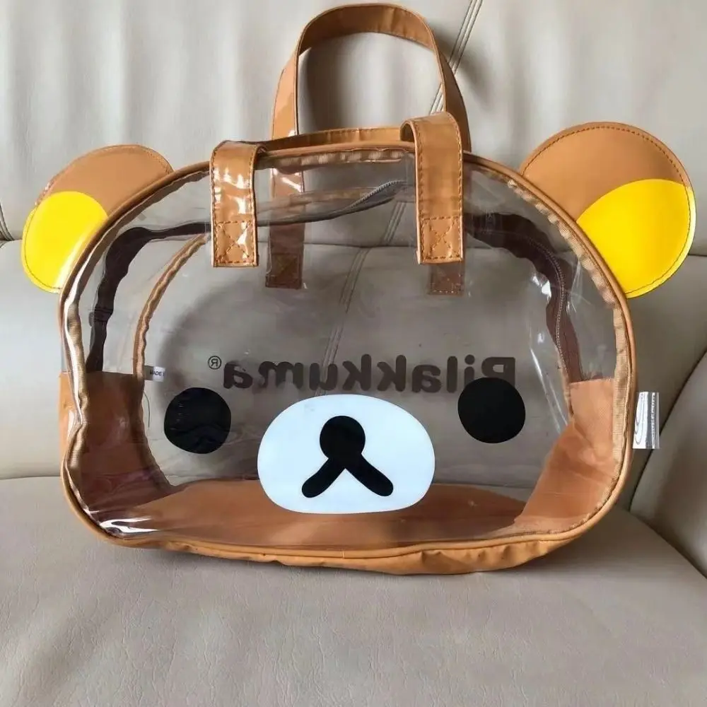 

Large Capacity PVC Transparent Rilakkuma Handbag Cute Bear Shoulder Crossbody Bags Women Fashion Makeup Bag Storage Totes Bags
