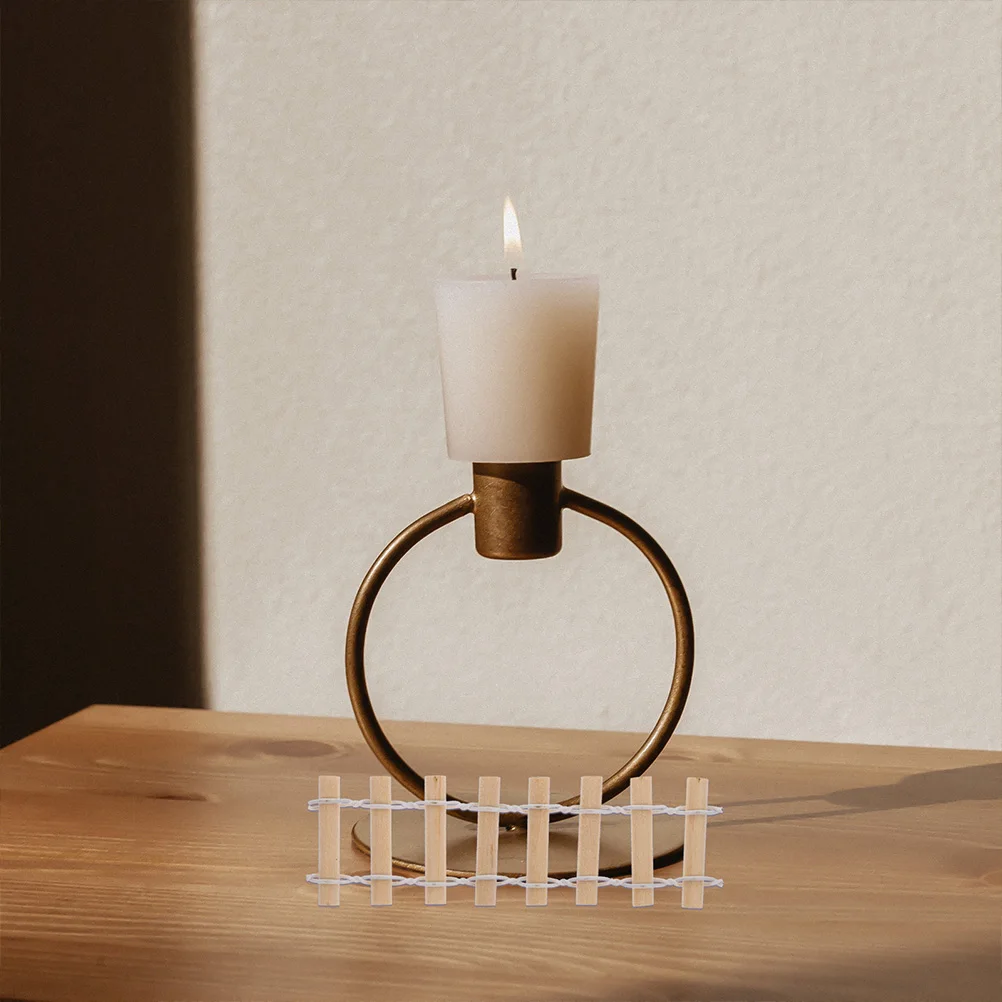 

12Pcs Miniature Wooden Fence Iron Garden Border Simple Elegant Mini Fence for Small Garden Micro Landscape Decor