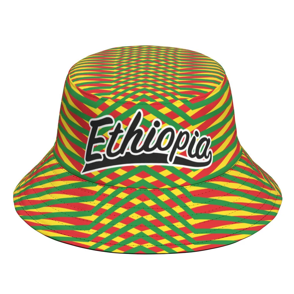 Ethiopia Fisherman Hats Free Custom Made Name Number Team Logo Bucket Cap Travel Ethiopian Amharic Nation Flag Headgear