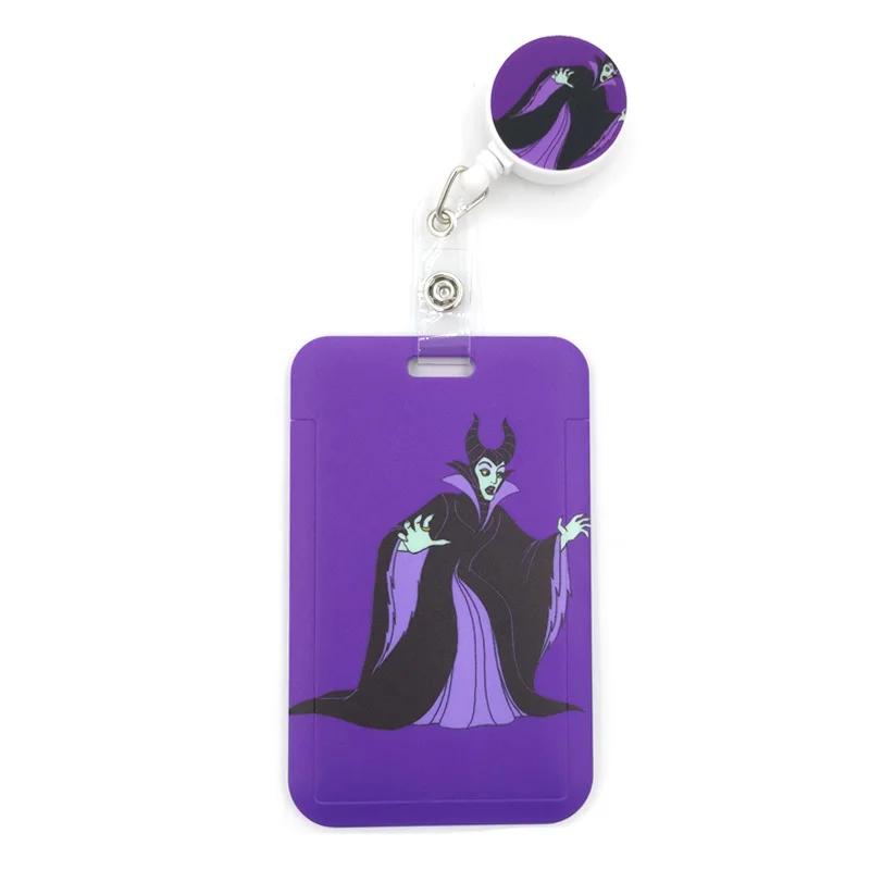 

Maleficent Cartoon Cute Credit Card Holder Lanyard Women Men Kid Student Badge Reel ID Name Bus Clips Card Badge Holder