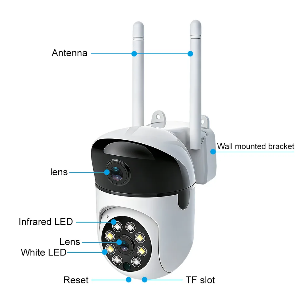 6MP Tuya APP Dual Lens Wirless PTZ IP Dome Camera Full Color AI Humanoid Detection Home Security CCTV Baby Monitor