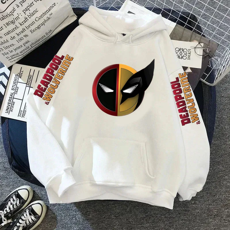 Hoodie feminino de Deadpool e Wolverine, camisa manga comprida com capuz, moletons, roupas casuais, Y2K