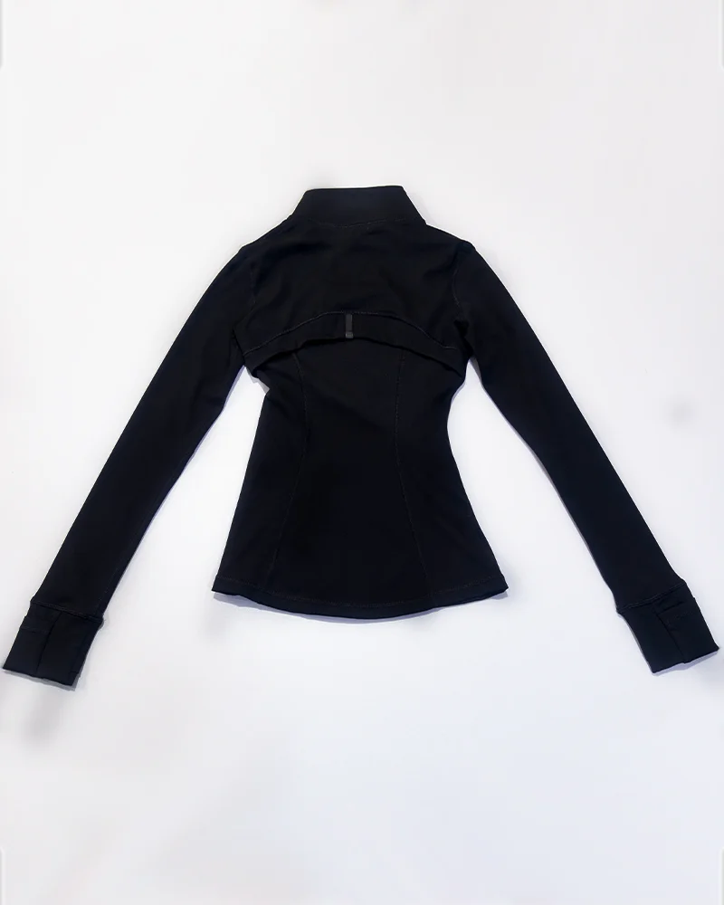 Neue Damen Slim Fit Sportjacke mit Goldreißverschluss, atmungsaktiv, schnelltrocknend, Stehkragen-Stil, Daumenloch-Design, Sportjacke – Detail 21