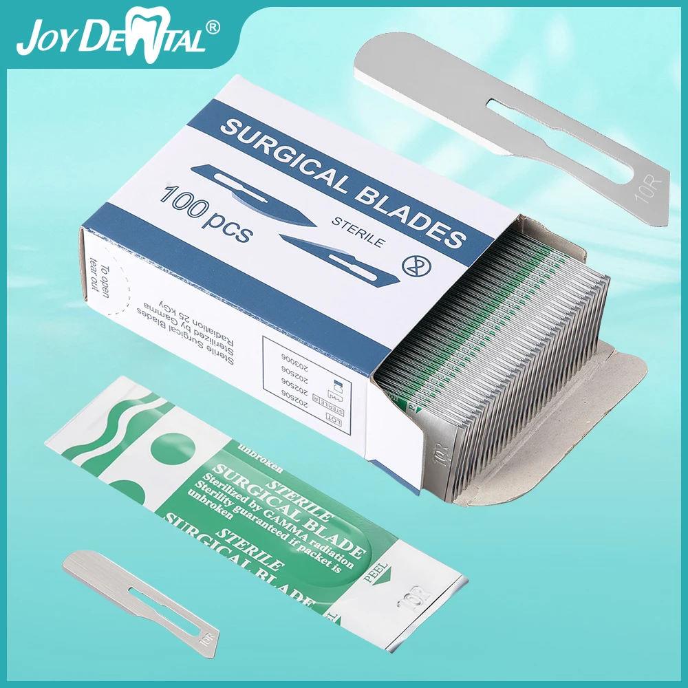 

100pcs/box Dental 10R Carbon Steel Surgical Blades Laboratory Surgical Blades for Dermaplaning Sterilized AZDENT