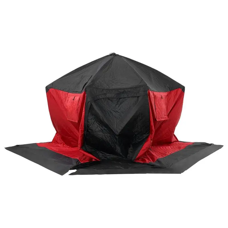 Portable ice fishing tent, pop-up tent for ice fishing for 4-6 people, fishing tent made of 600D Oxford fabric, angler's umbrella, ice hut for winter fishing, tent with anchors/rope/carrying bag, 3.3 x 3.3 x 2 m view 4