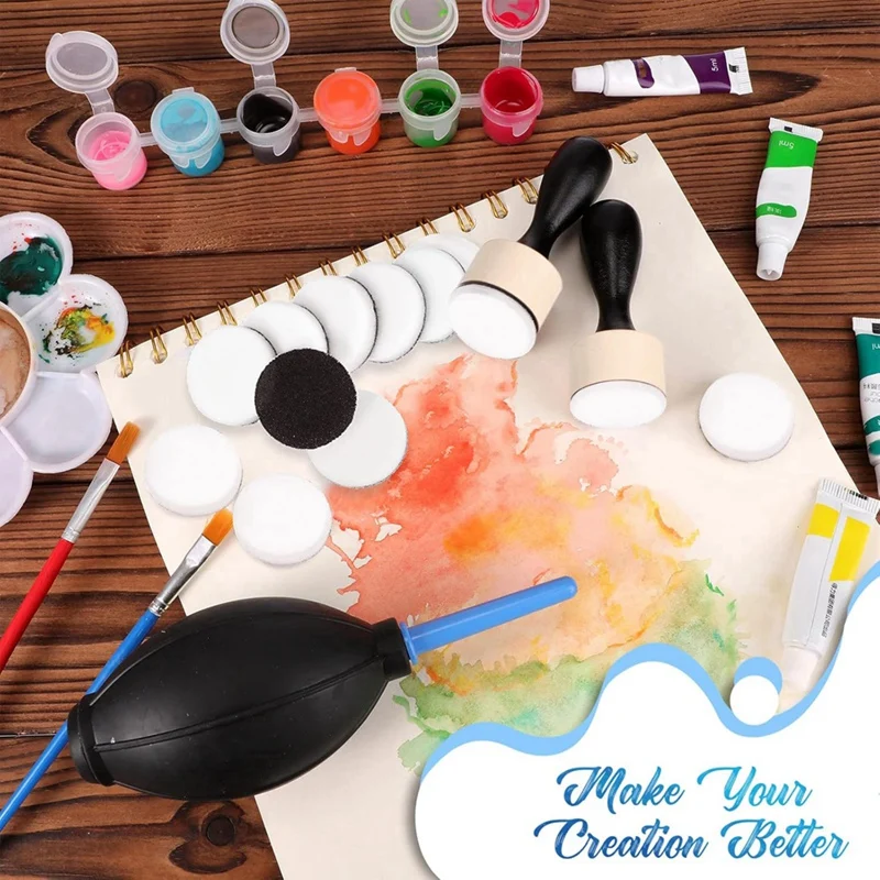 ABXF-42-Piece Mini Ink Tool Set, Includes 2 Round Mini Smudge Tools And 40 Replacement Foam Pads For Drawing Smudge Mixtures