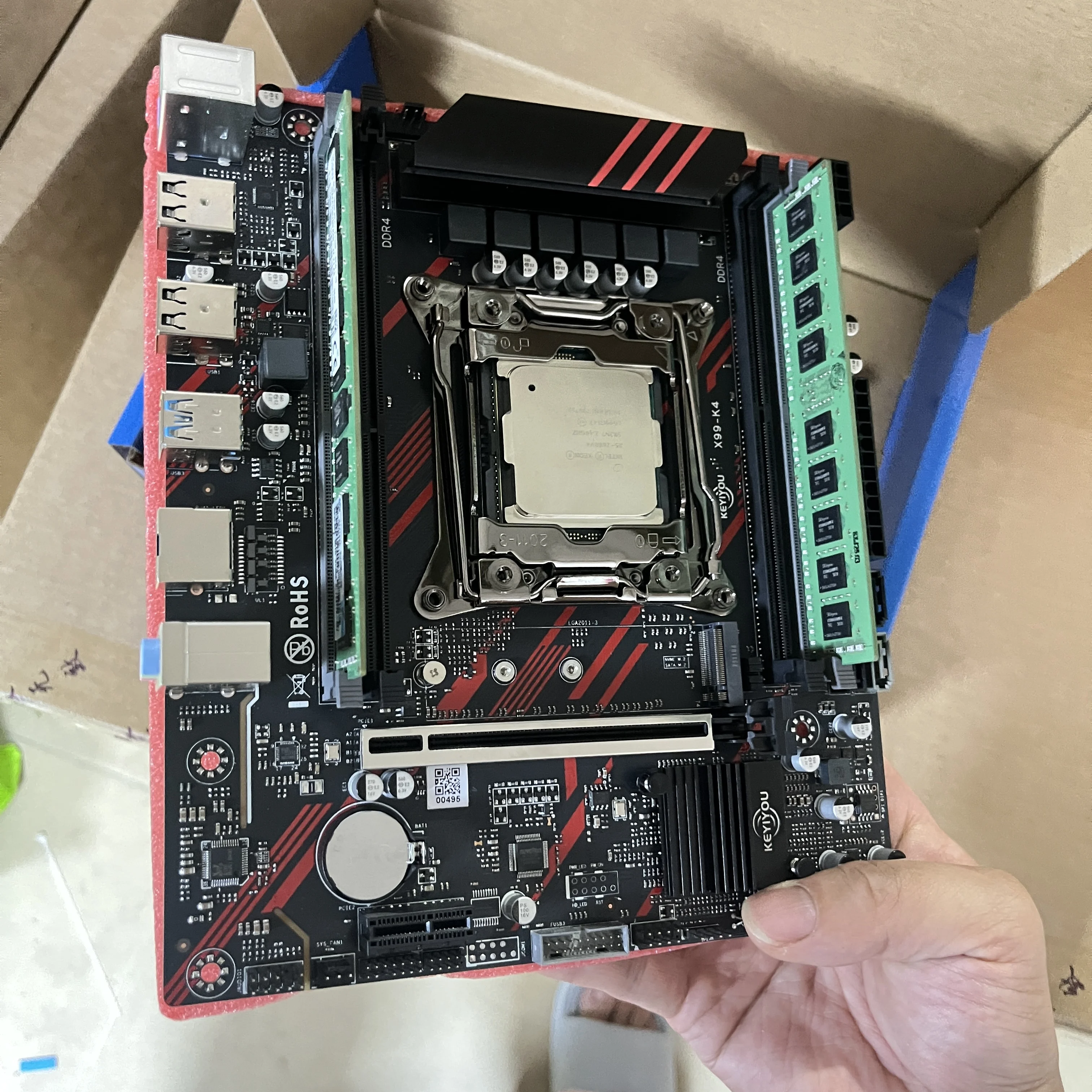 Combo scheda madre KEYIYOU X99 K4 con Intel E5 2650 V4 2,2 Ghz 12 core e DDR4 16G 2133 mhz Server ECC REG Supporto memoria Win11