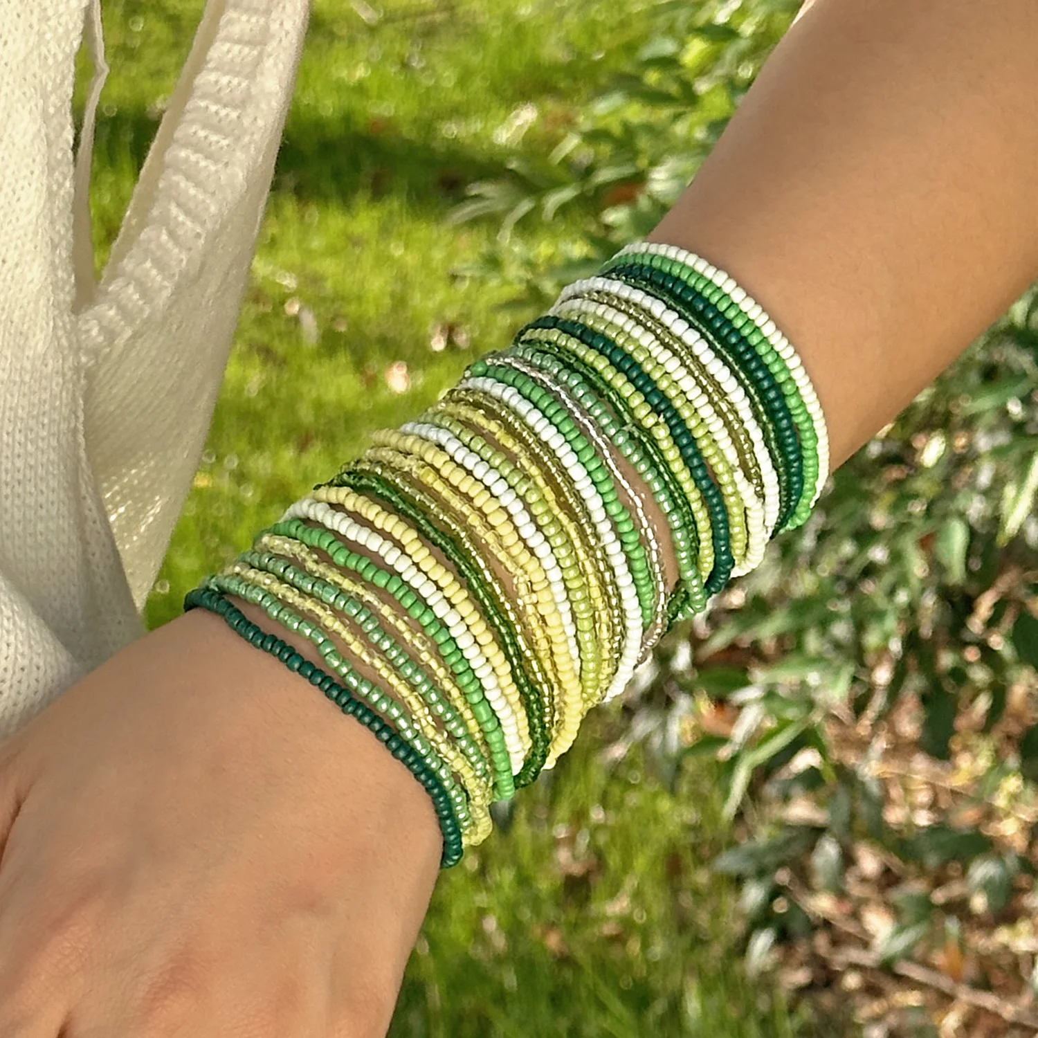 10/19/30 ชิ้น/เซ็ต Bohemian คริสตัลลูกปัดสร้อยข้อมือผู้หญิง Handmade ซ้อนสร้อยข้อมือฤดูร้อนเครื่องประดับชายหาด