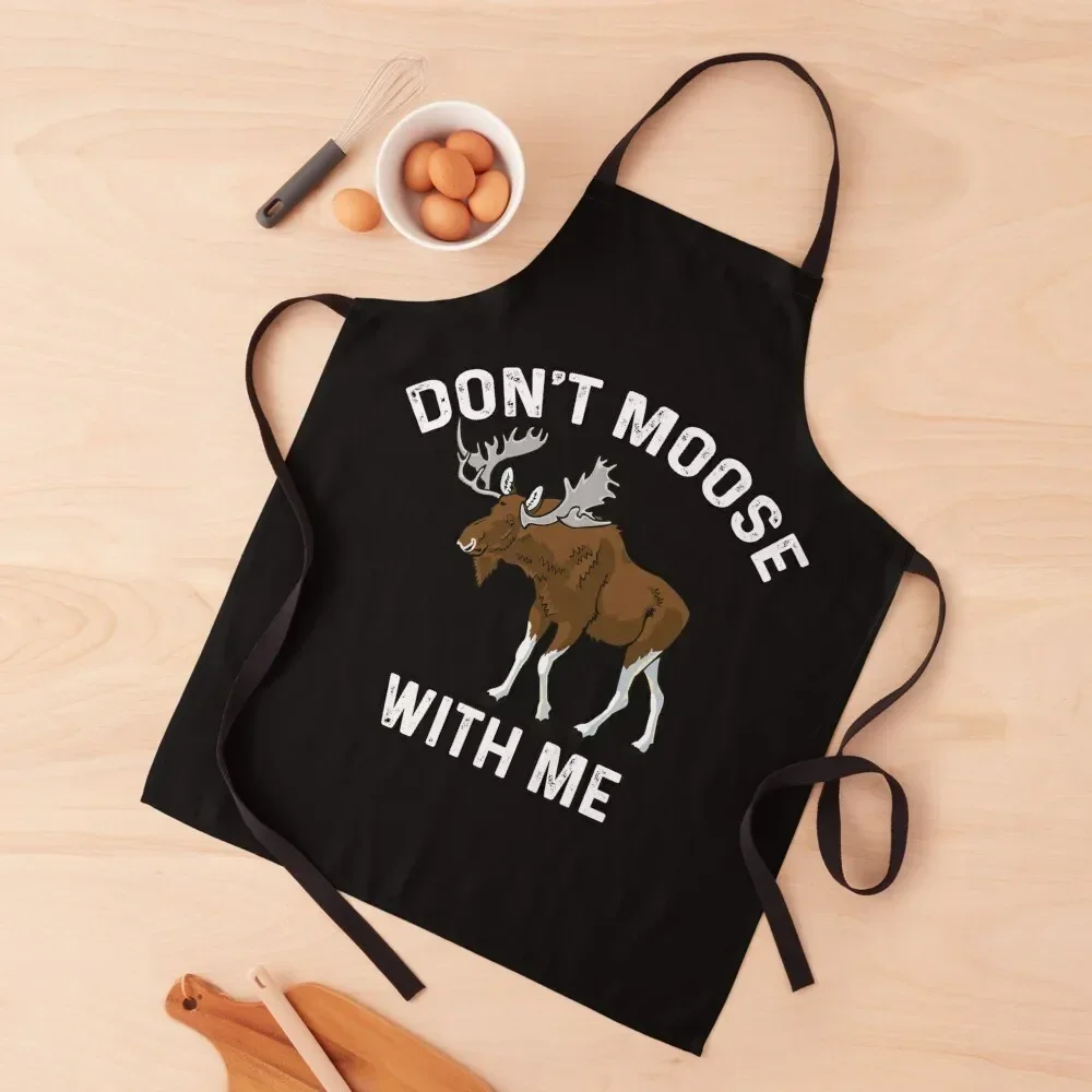 

Funny Bull Moose Don't Moose With Me Apron Korean Woman Kitchen Apron