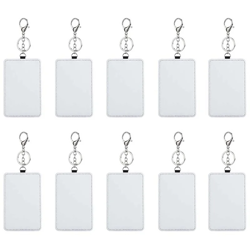 10Pcs Dye Sublimation Rectangle Portable Transportation Card Holder Work Card Holder Printable Card Holder Keychain