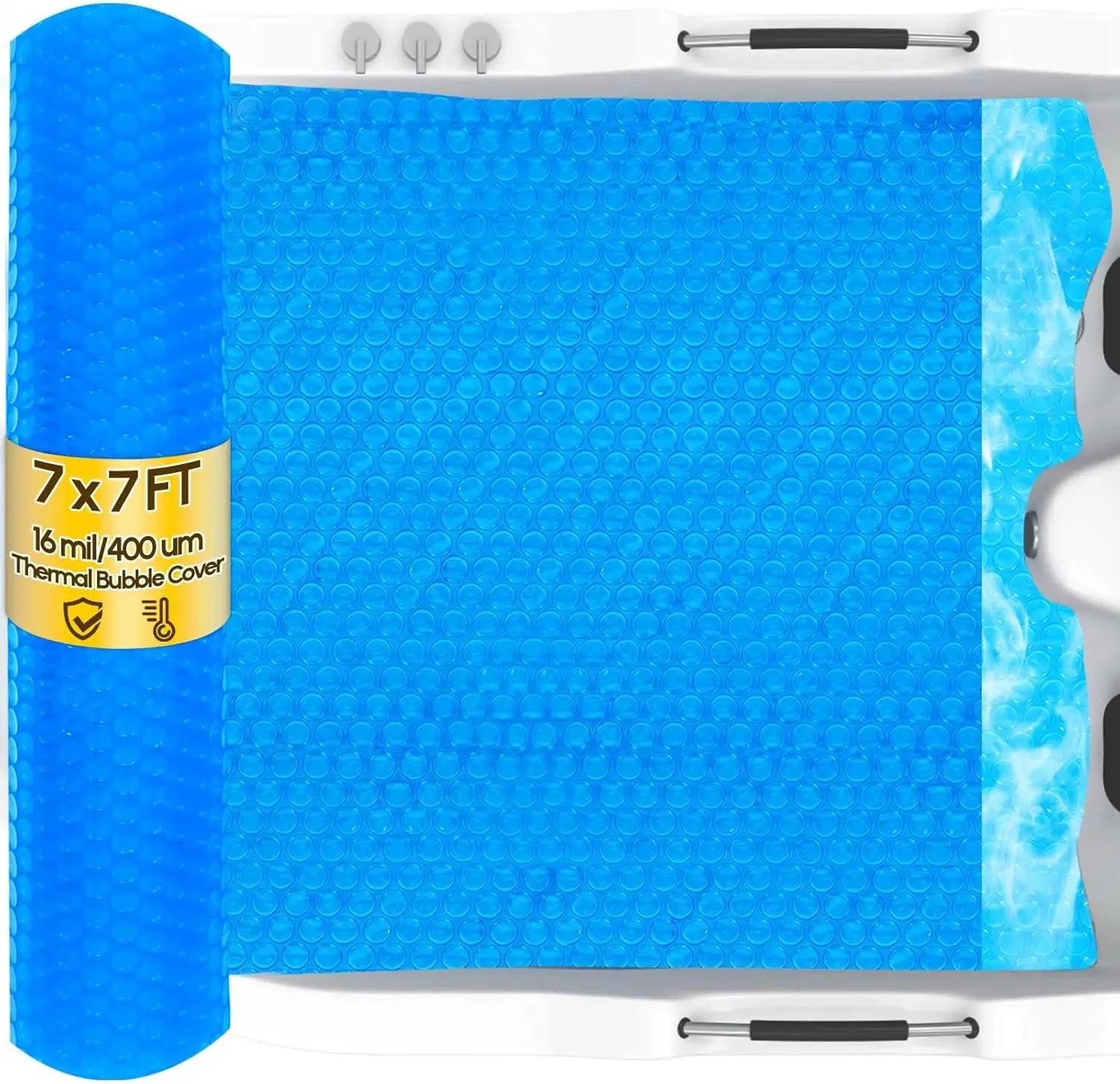 

Термоизоляционное покрывало для гидромассажных ванн 7x7 футов, пузырчатая изоляция 16 мил для надувных спа-бассейнов и бассейнов (213x213 см)