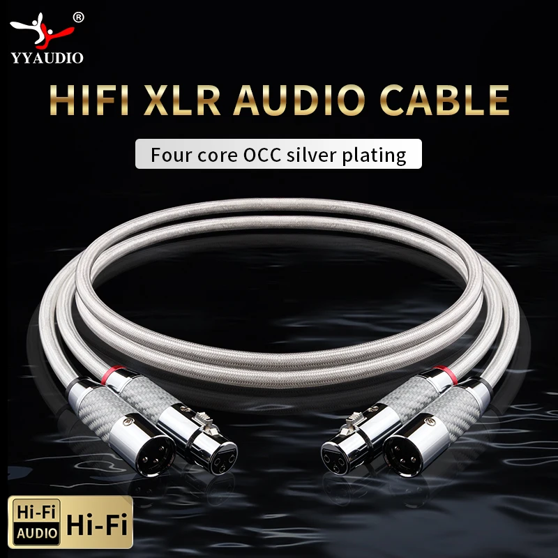 

1Pair 3Pin Hifi XLR Cable for Microphone Mixer xlr Male to Female Audio Cord OCC 2XLR Silver-Plated Audio Cable