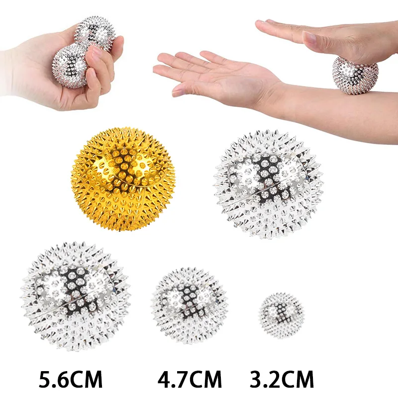 1Pair Magnetic ABS Spiky Ball Pressure Relief Trigger Point Palm Acupuncture Massage Muscle Pain Relief Fitness Tool AMQ010