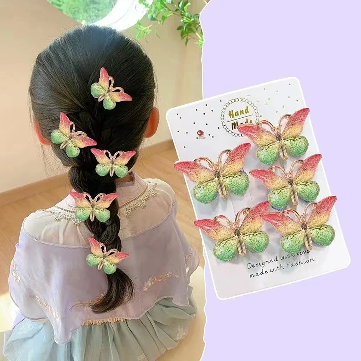 5pcs Cute Butterfly Hair Clips Kawaii Sweet Hairpin Side Clamp Barrettes Kids for Women Girls Hair Accessories Vivid Paper image 3