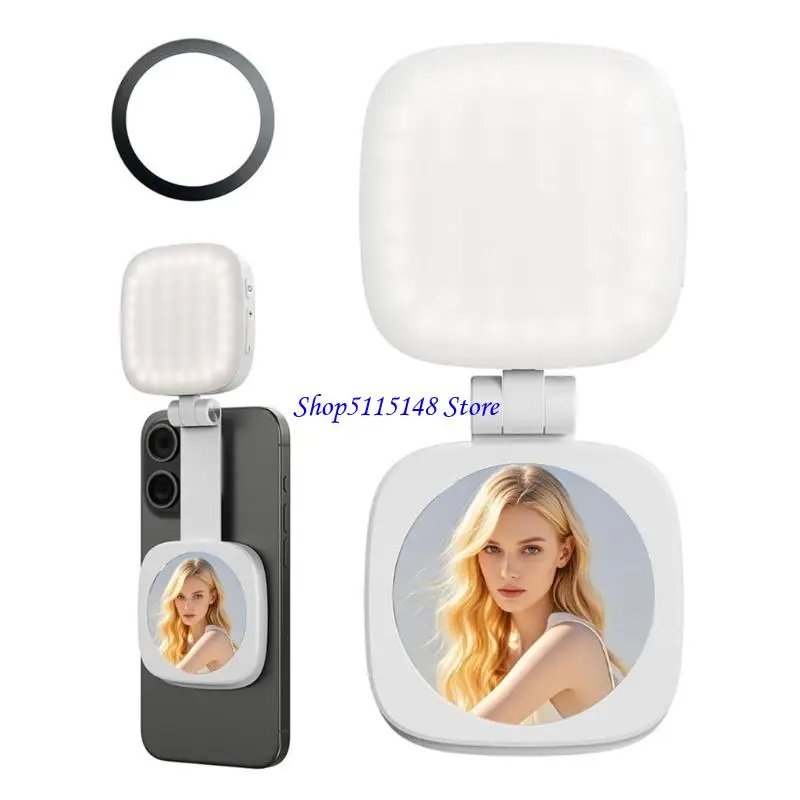 F3MA Teléfono Luz llenado con espejo para teléfono 16 15 Luz selfie magnética plegable