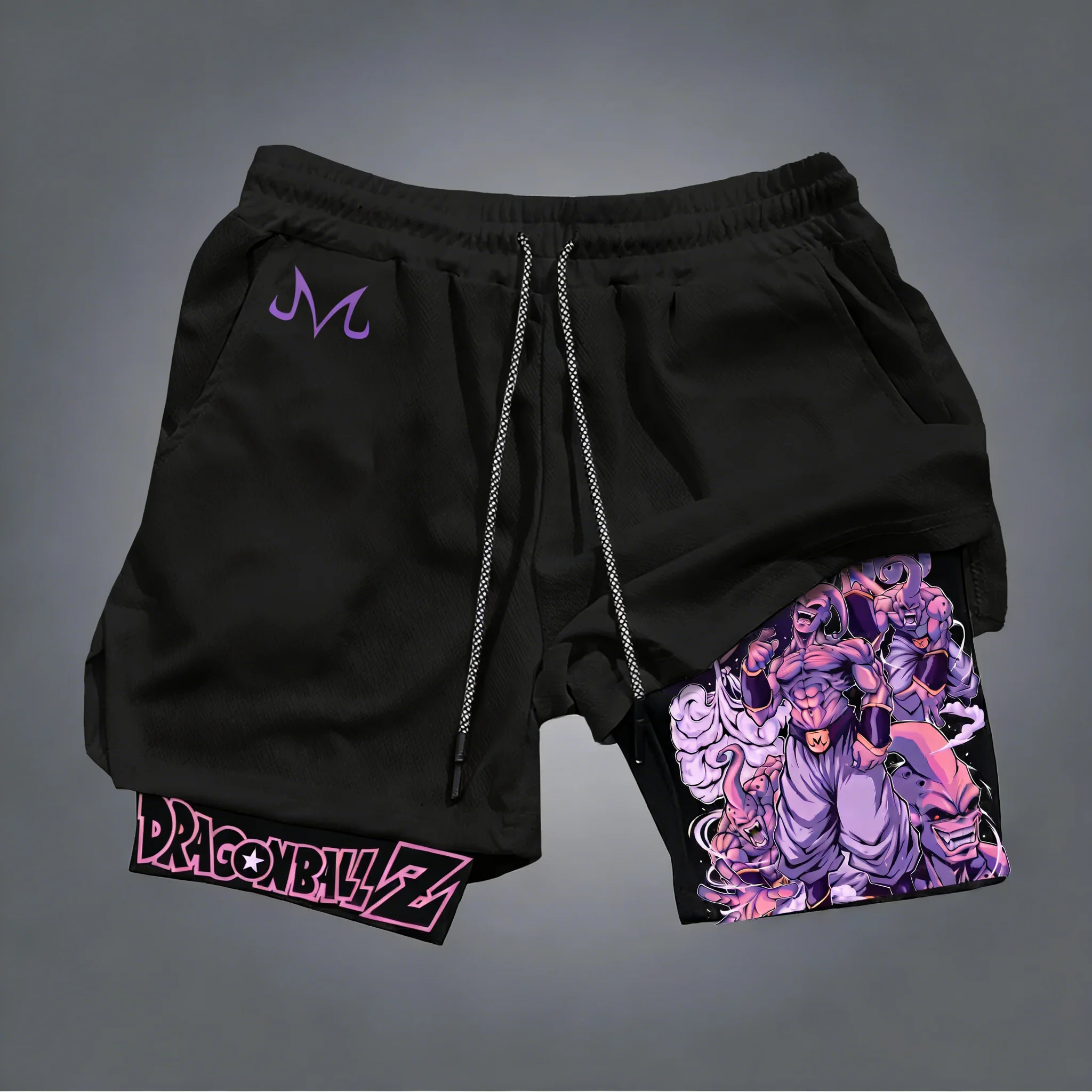 Dragon Ball Anime Majin Buu Trendy Printed Double Layer Shorts 2026 Men's Summer Boxing Sports Quick Drying Breathable Shorts
