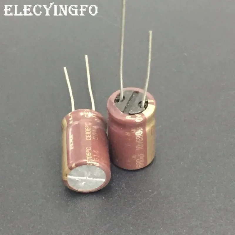 10개 ELNA RJH 시리즈 10x16mm 10V680uF 초저임피던스 오디오 커패시터 브라운 골드