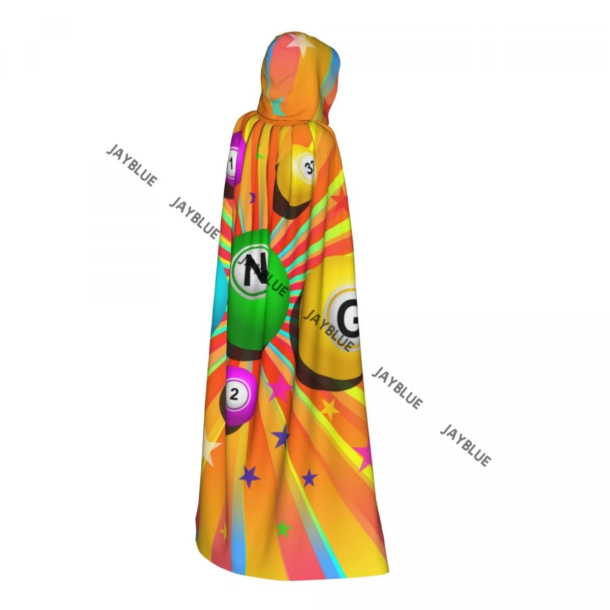 Unisex Adult Bingo Balls Colorful Cloak with Hood Long Witch Costume Cosplay