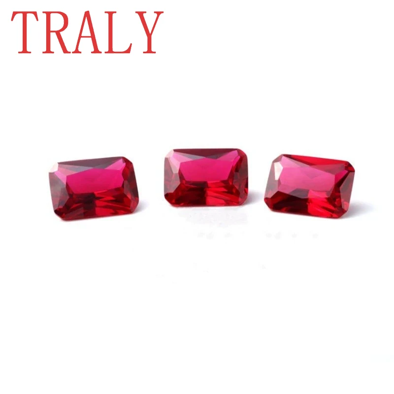 8A Natural Ruby Faceted Octagon Princess Cut Lab Grown Gems 4X6mm-13x18mm Red Loose Stone Gemstone for Jewelry Making