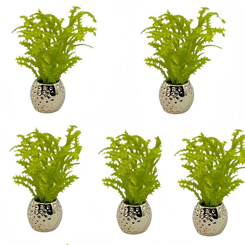 5Pcs Simulation Miniature Garden Scene Decor 1:12 Dollhouse Mini Potted Plants Green Plants Model Courtyard Accessories