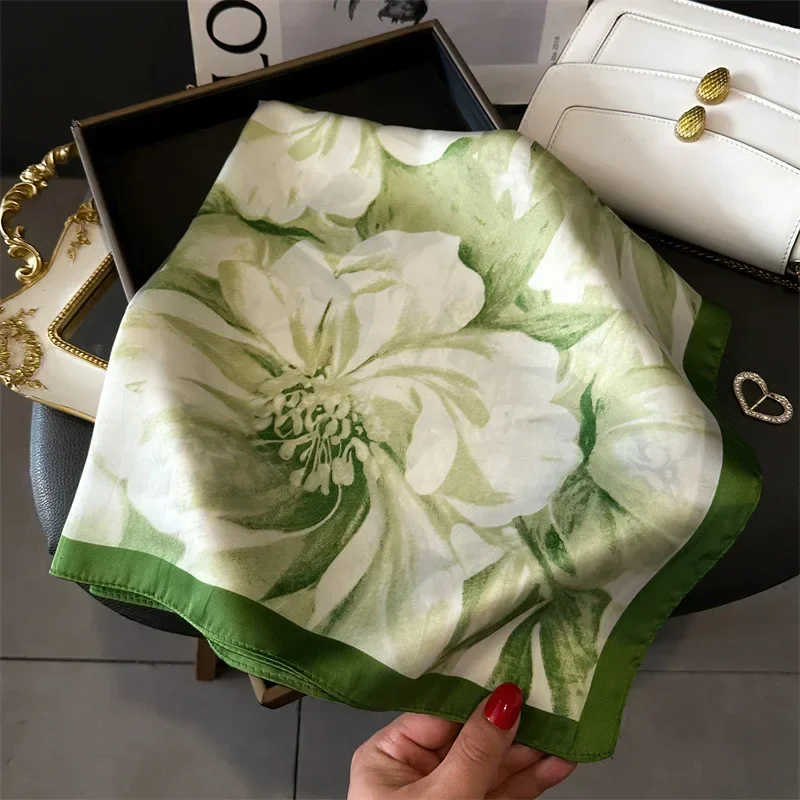 Floral Imitation Scarf for Lady Neckerchief Bandanas Foulard Shawls Wraps Female Hairbands Fashion Floral Scarves
