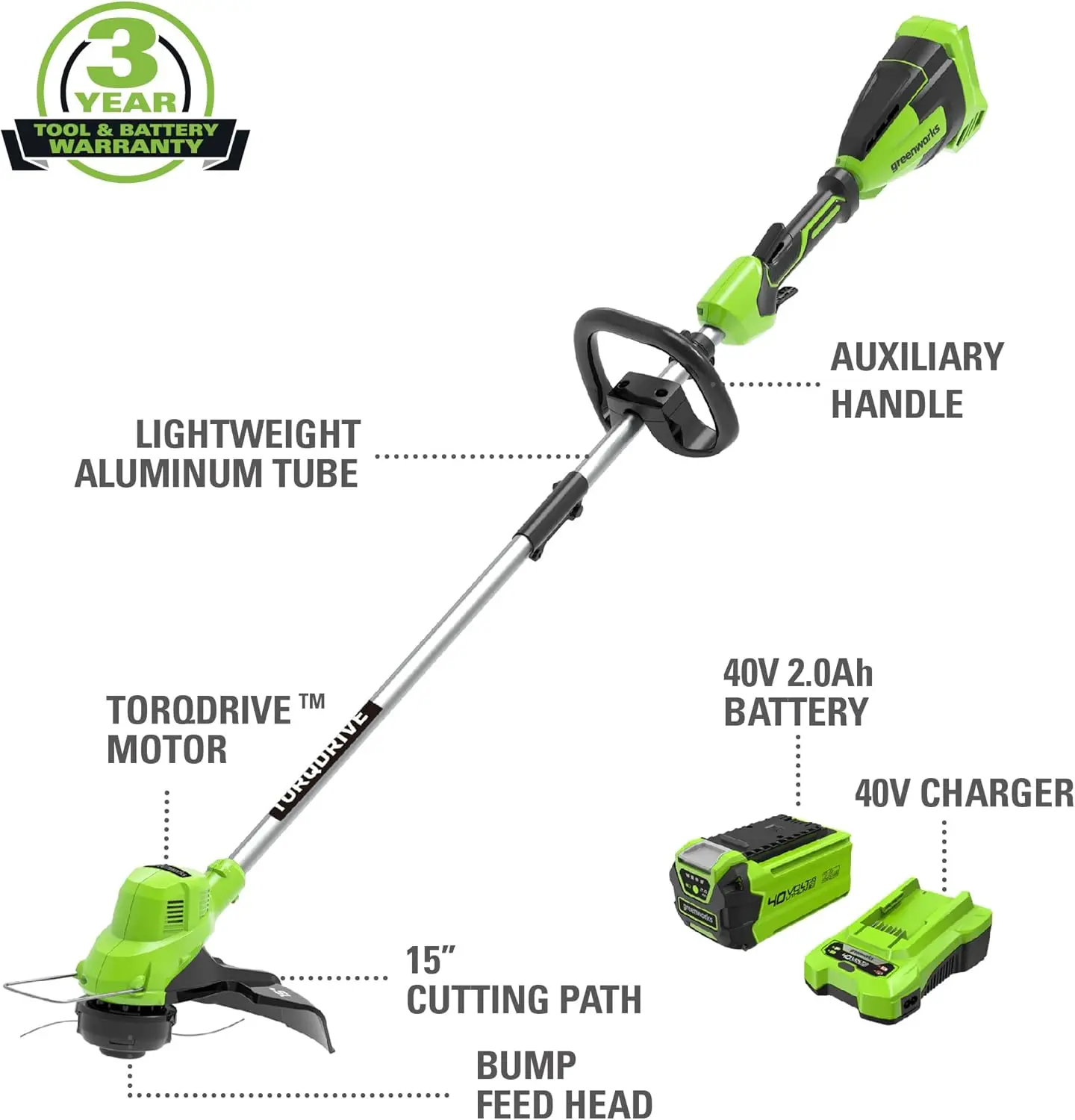 Lawn Maintenance: Cordless String Trimmer with Battery and Charger, Suitable for Various Lawns