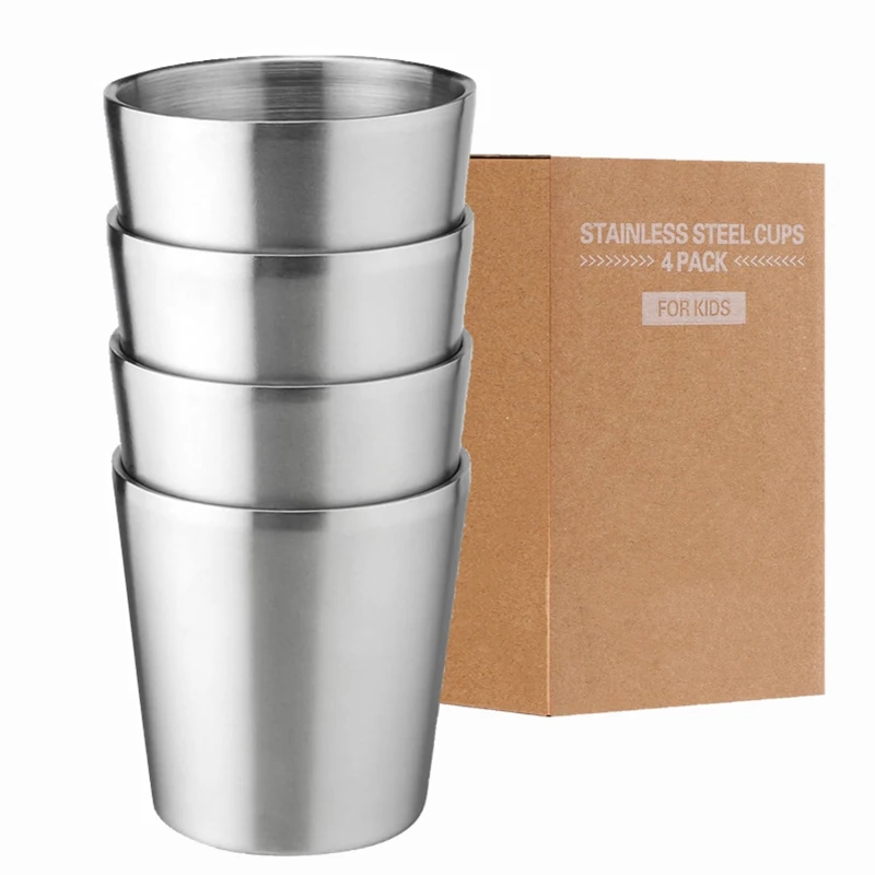 Roestvrijstalen bekers 10oz 6oz Campingmokken 4 stuks Herbruikbare Premium Metalen beker Dubbelwandige drinkbeker voor BBQ Home Drinkgereedschap
