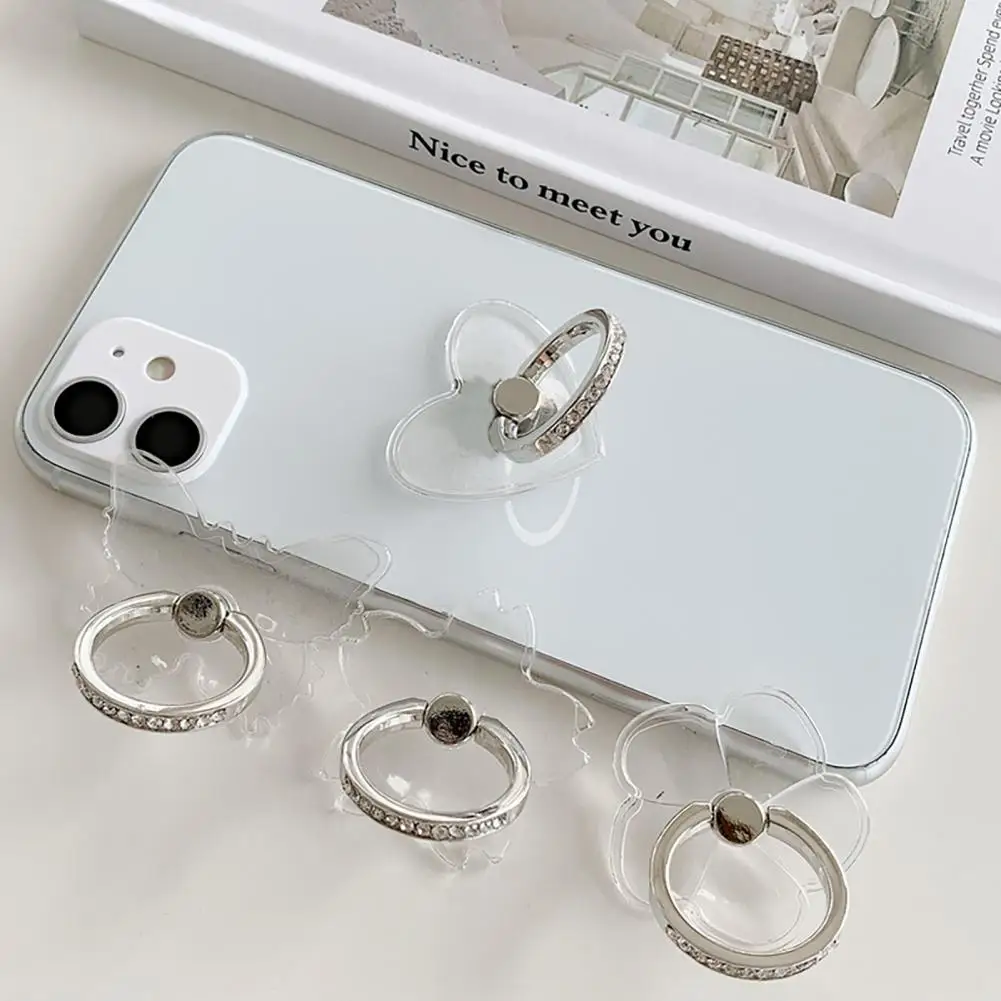 Finger Ring Phone Holder  Useful Rhinestone Finger Ring Mobile Phone Holder Socket  Universal Finger Ring Phone Rack