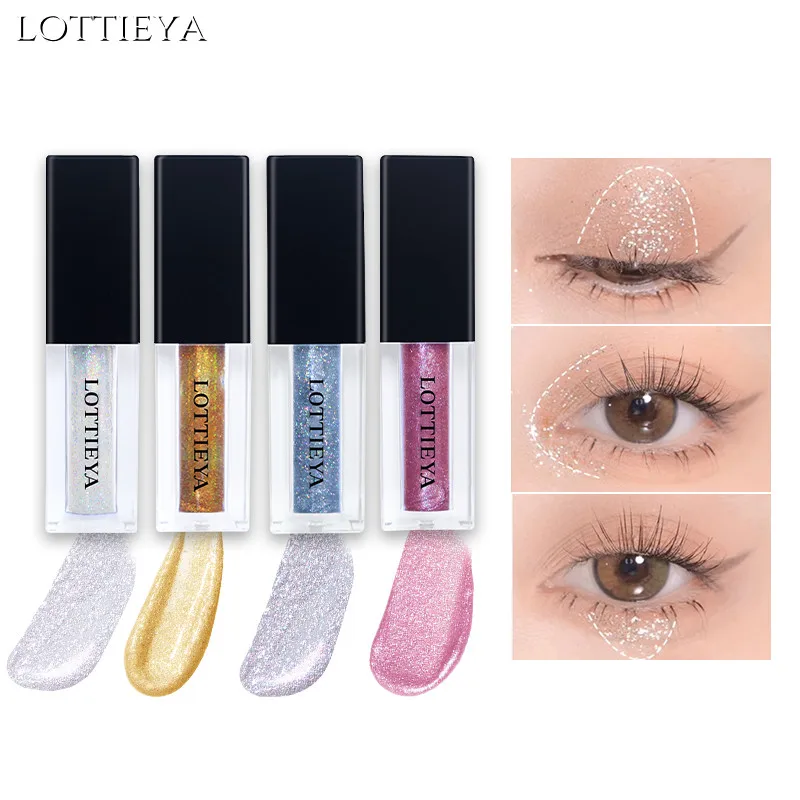 Lottieya อายแชโดว์เป็นประกายน้ำกันน้ำยาวนานยาวแวววาวเครื่องสำอางเป็นของขวัญสำหรับสาวๆ