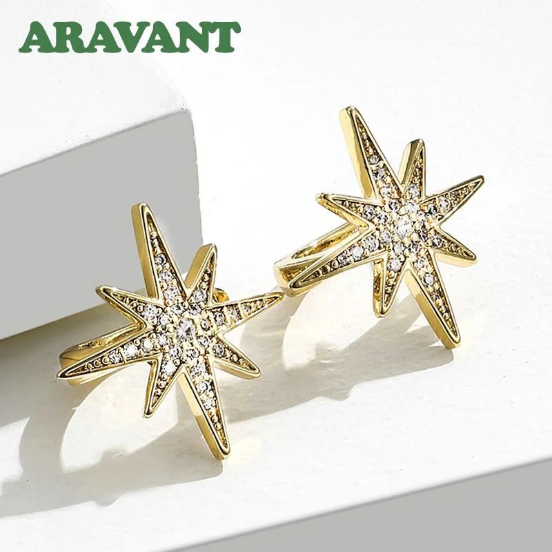 ARAVANT 925 Silver 18K Gold Geometric Hoop Earrings For Women Girls Fashion Christmas Jewelry