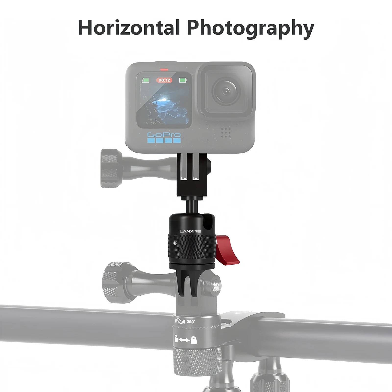 Lanxire 360° Adjustable Camera Mount for GoPro Hero 5-13/DJI Osmo Action 3/4, Vertical Tripod Adapter, Bracket for Action Camera view 4